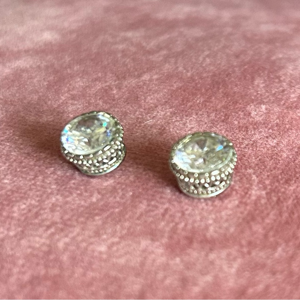 Elegant Silver Gemstone Halo Earrings